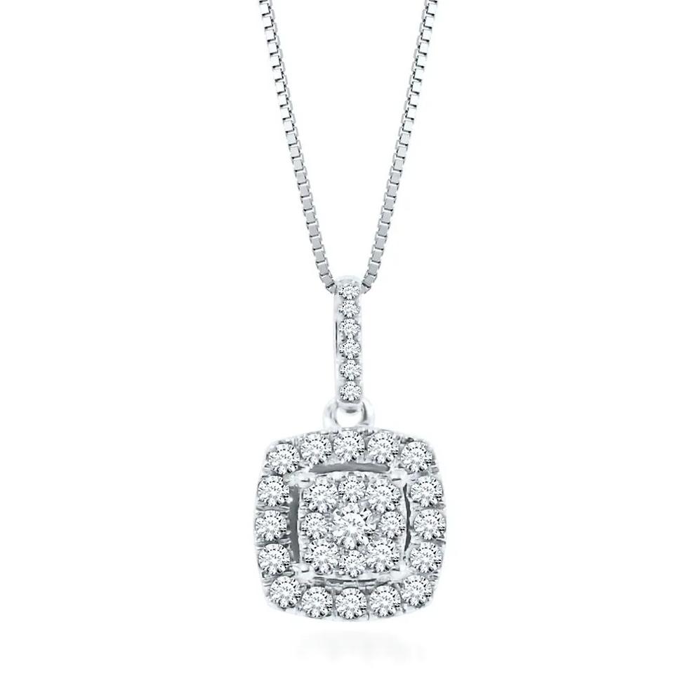 1/3 ct. tw. Diamond Cluster Pendant in 14K White Gold – Image 1 of 1