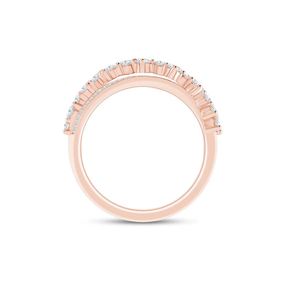 Round and Baguette Diamond Crossover Ring in 10K Yellow Gold (3/4 ct. tw.) – Image 2 of 3