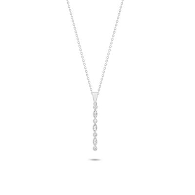 Diamond Round Faux Marquise Drop Pendant in Sterling Silver (1/10 ct. tw.)