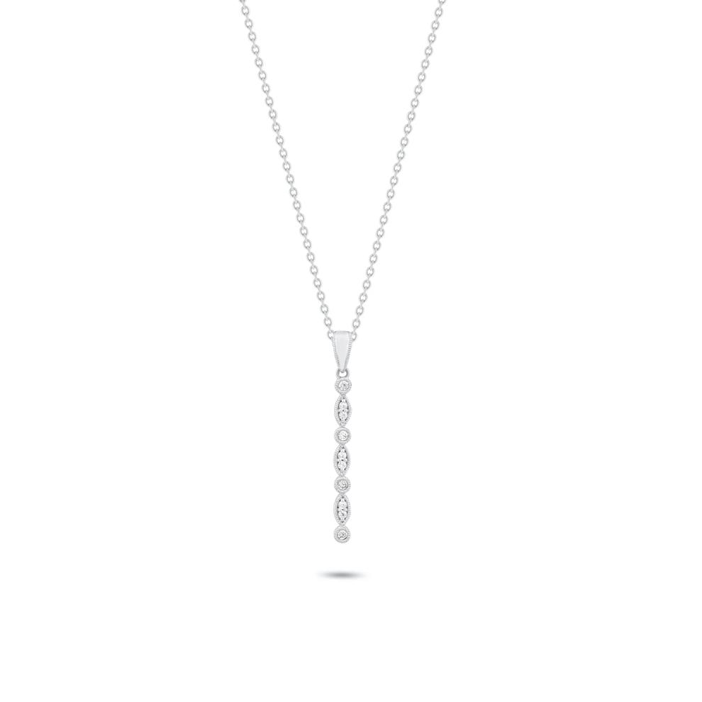 Diamond Round Faux Marquise Drop Pendant in Sterling Silver (1/10 ct. tw.) – Image 1 of 4