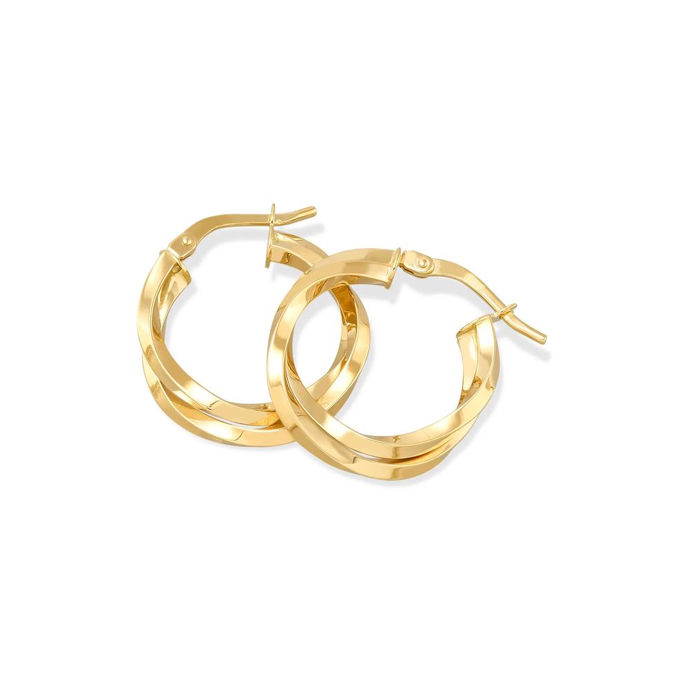 Polished Tube Bypass Hoop Earrings in 14K Yellow Gold, 19x19mm – Image 2 of 2