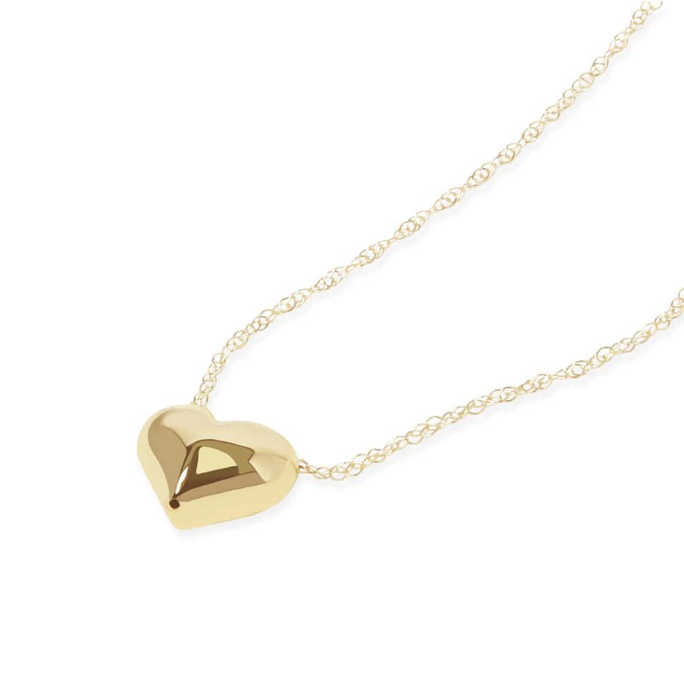 Puffed Heart Pendant Necklace in 14K Yellow Gold – Image 4 of 4