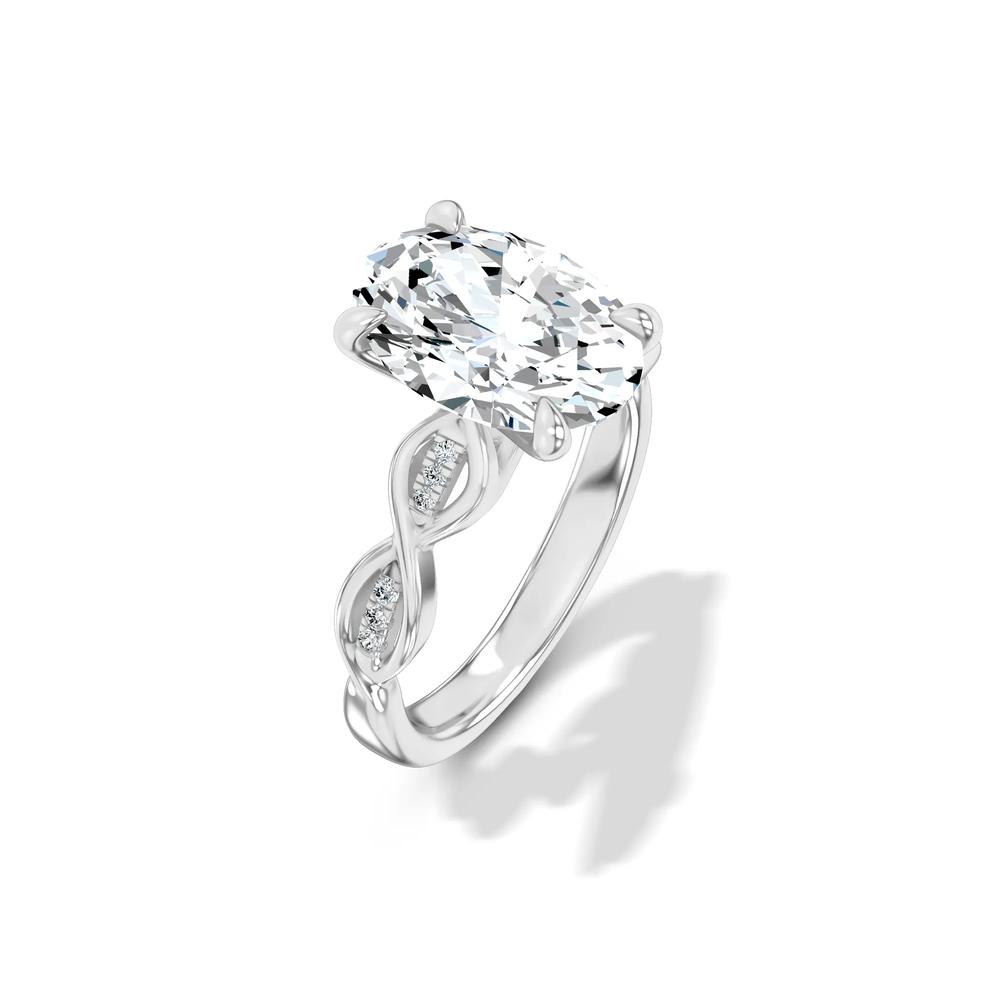 Lab Grown Diamond Oval Twist-Shank Engagement Ring in 14K White Gold (4 ct. tw.) – Image 4 of 4