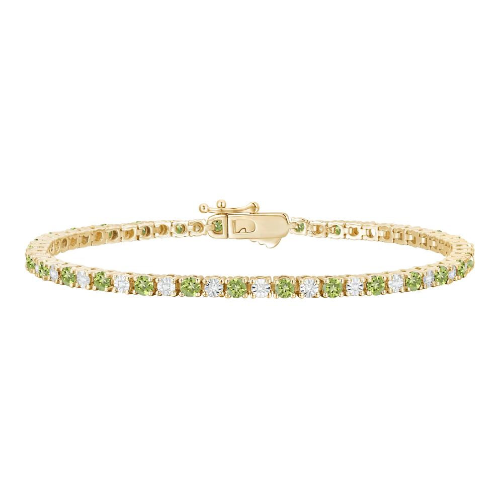 Peridot &amp; Diamond Line Bracelet in 10K Yellow Gold (1/7 ct. tw.) – Image 1 of 1
