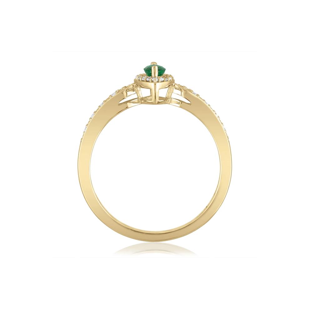 Emerald and Diamond Ring in 14K Yellow Gold (1/10 ct. tw.) – Image 2 of 3