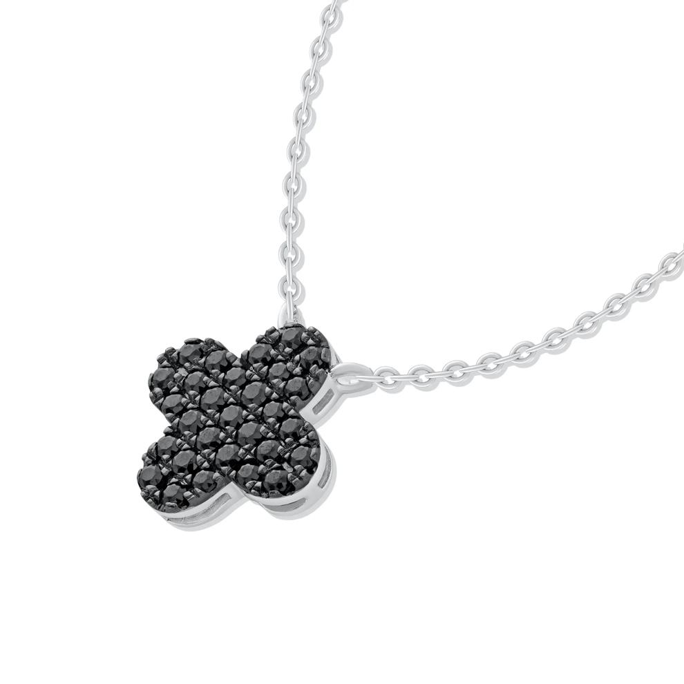 Black Diamond Clover Pendant in Sterling Silver (1/4 ct. tw.) – Image 4 of 4