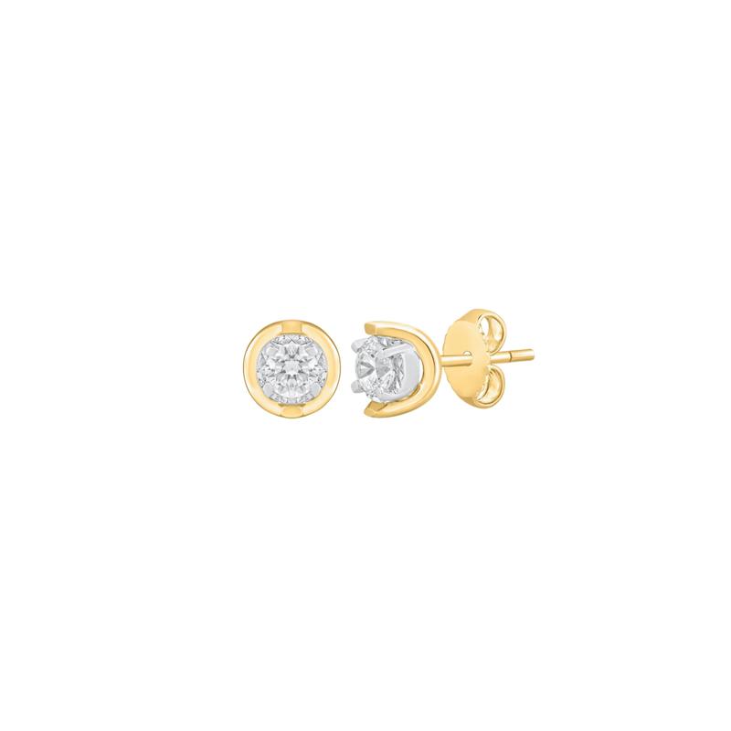 Round Diamond Stud Earrings with U-Settings in 10K Yellow Gold &#40;3/8 ct. tw.&#41; – Image 1 of 2