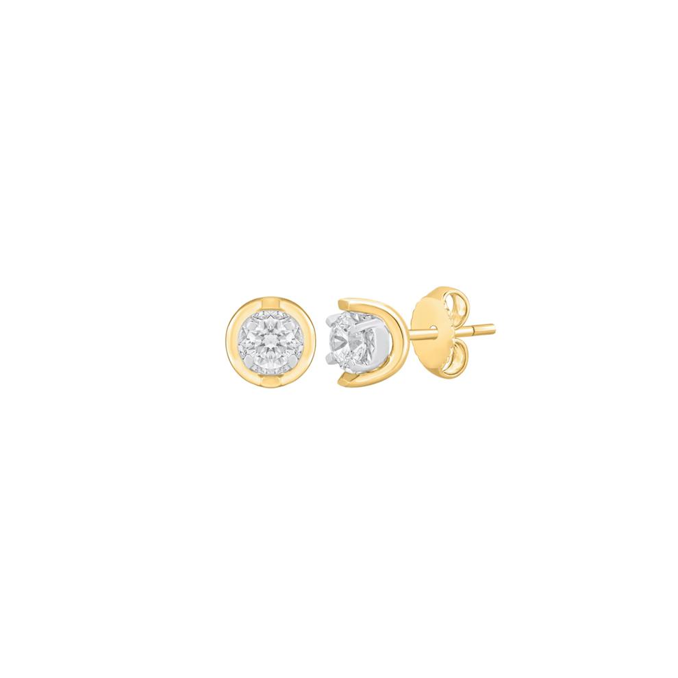 Round Diamond Stud Earrings with U-Settings in 10K Yellow Gold (3/8 ct. tw.) – Image 1 of 2