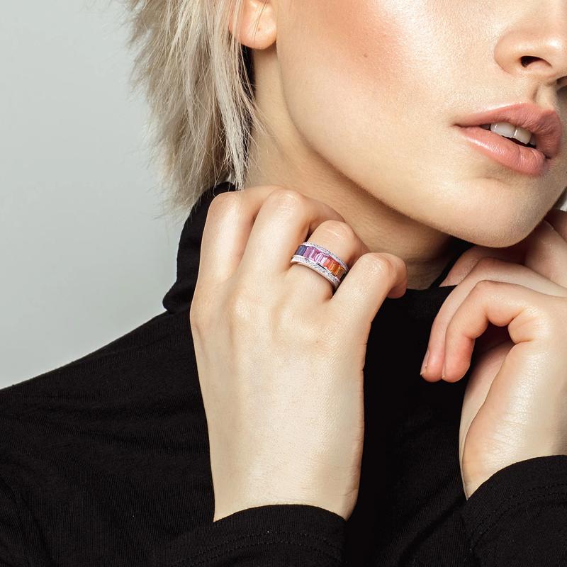 Lab Created Sapphire Spectrum Ring in Sterling Silver  – Image 7 of 7