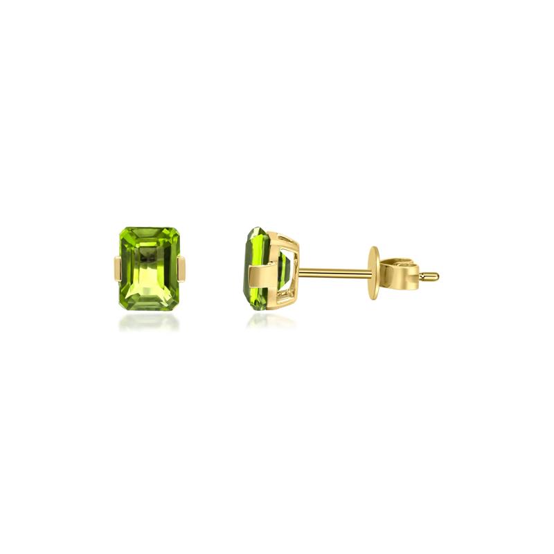 Tension-Set Peridot Earrings in 10K Yellow Gold – Image 2 of 3
