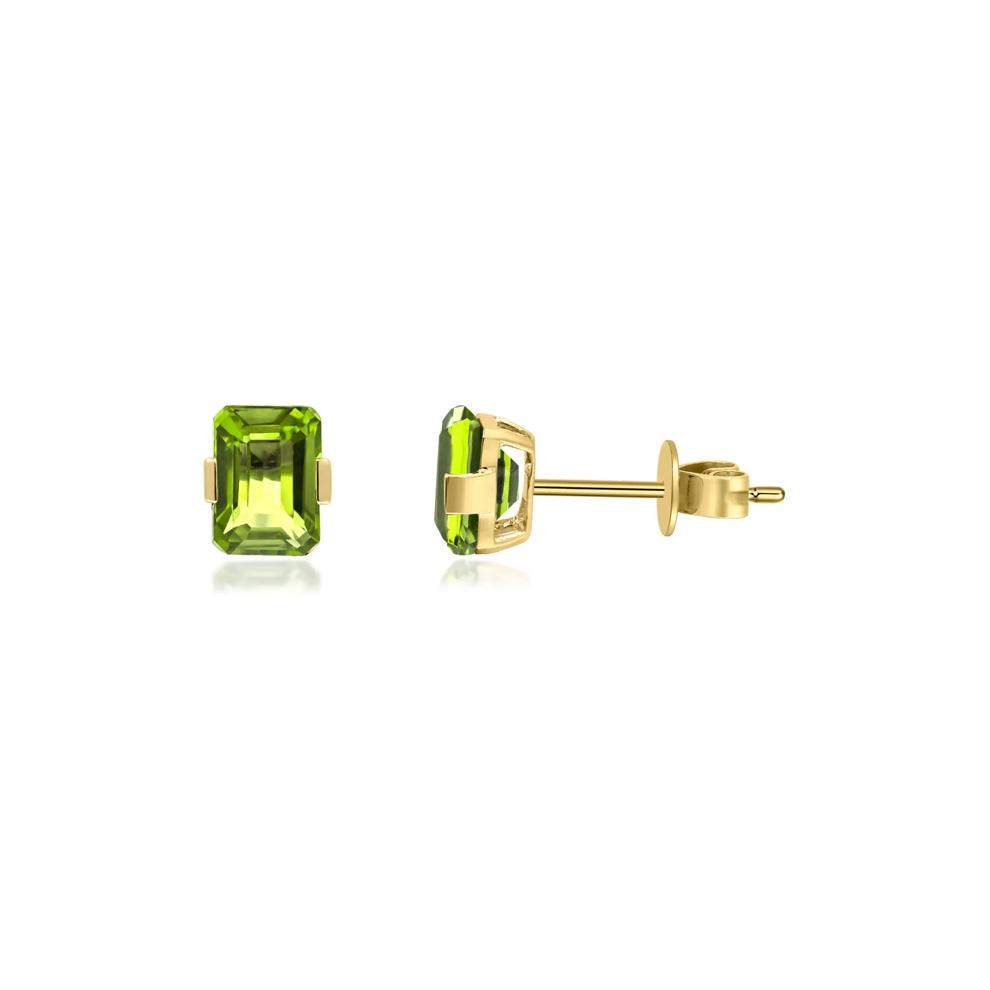 Tension-Set Peridot Earrings in 10K Yellow Gold – Image 2 of 3