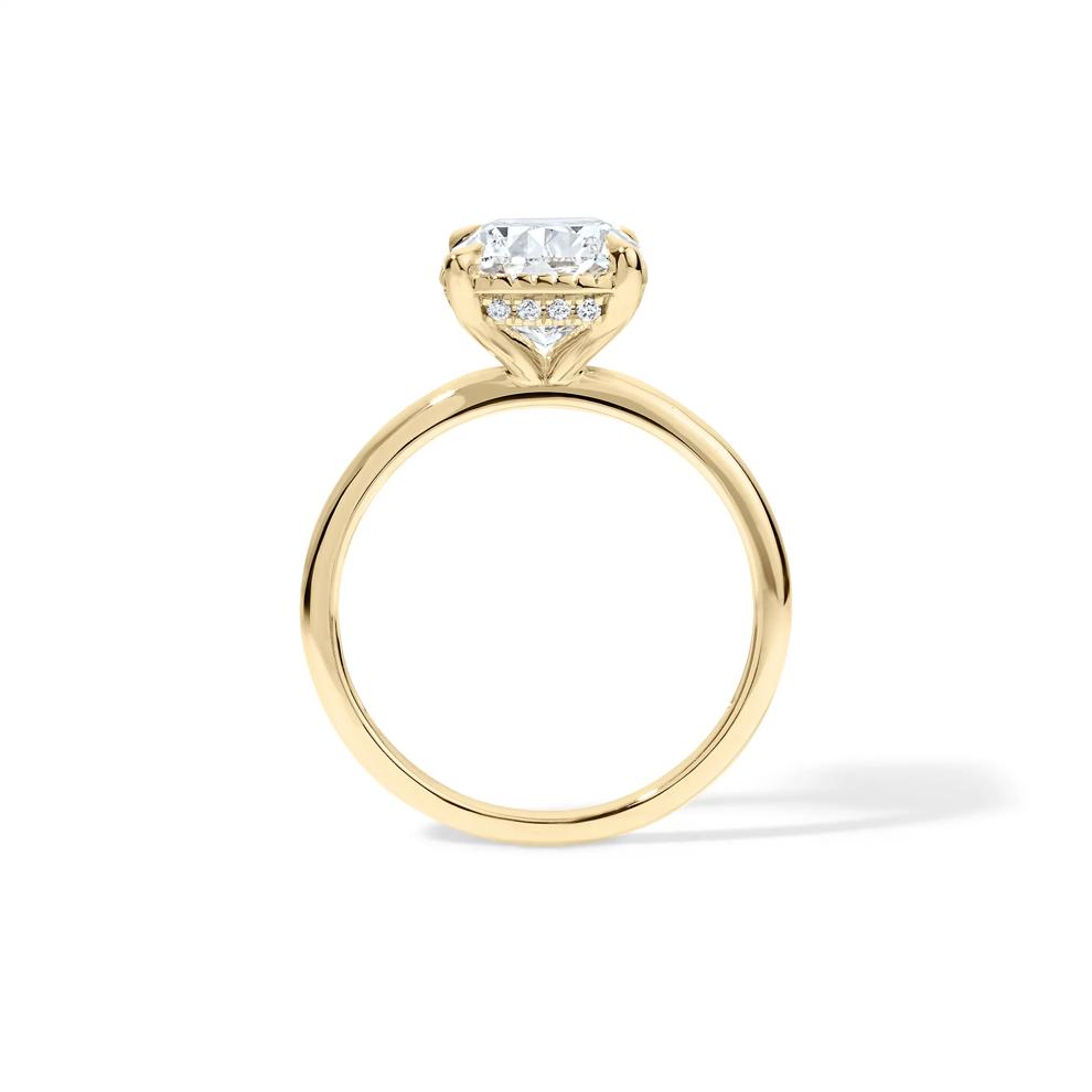 Lab Grown Diamond Cushion Halo Engagement Ring in 14K Yellow Gold (3 ct. tw.) – Image 2 of 4
