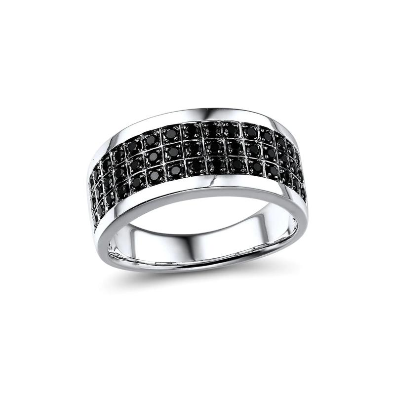 Men&#39;s 3/4 ct. tw. Black Diamond Ring in Sterling Silver – Image 4 of 4