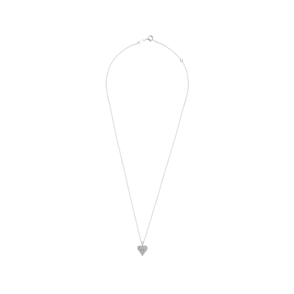 Diamond Pav&eacute; Heart Pendant on Cable Chain in Sterling Silver (1/7 ct. tw.) – Image 4 of 4