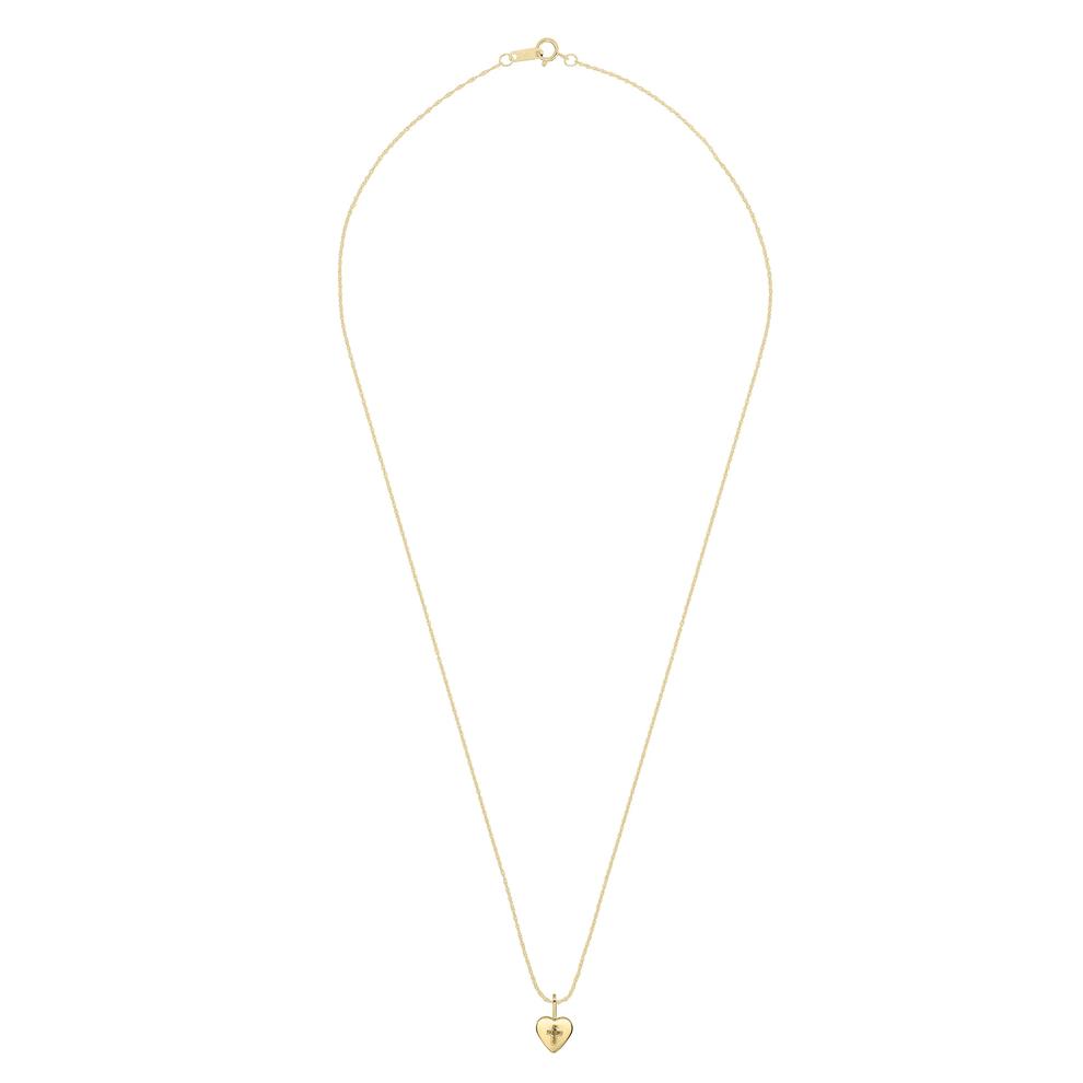 Children's Engraved Cross Heart Pendant Necklace in 14K Yellow Gold – Image 3 of 4