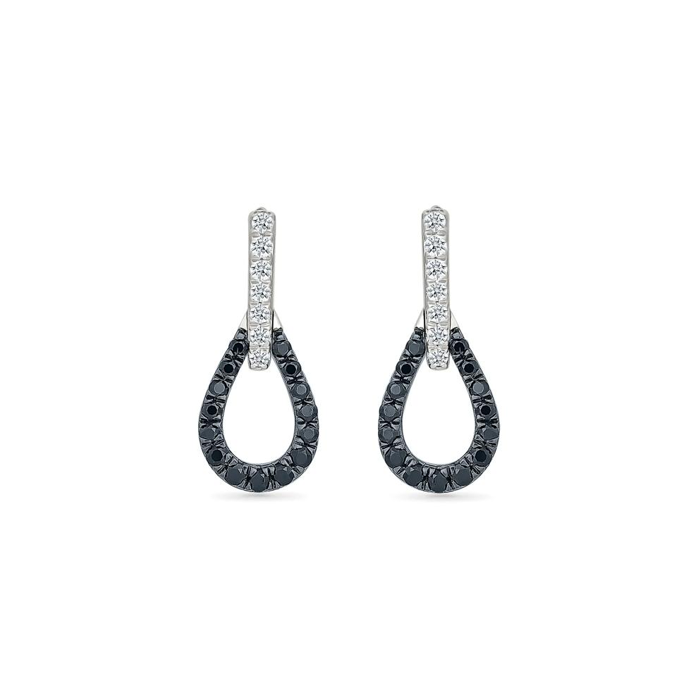 Black and White Diamond Drop Earring in Sterling Silver – Image 3 of 3