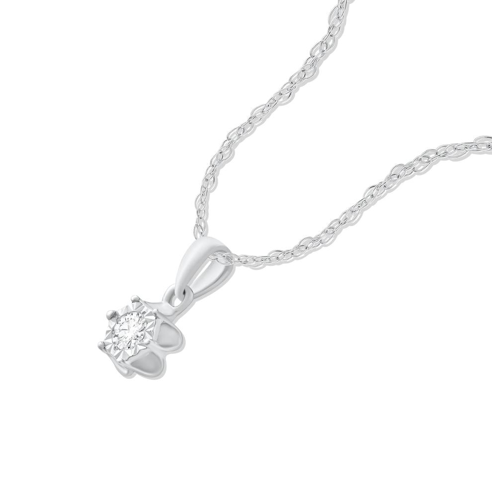 Diamond Accent Solitaire Pendant Necklace in Sterling Silver – Image 4 of 4
