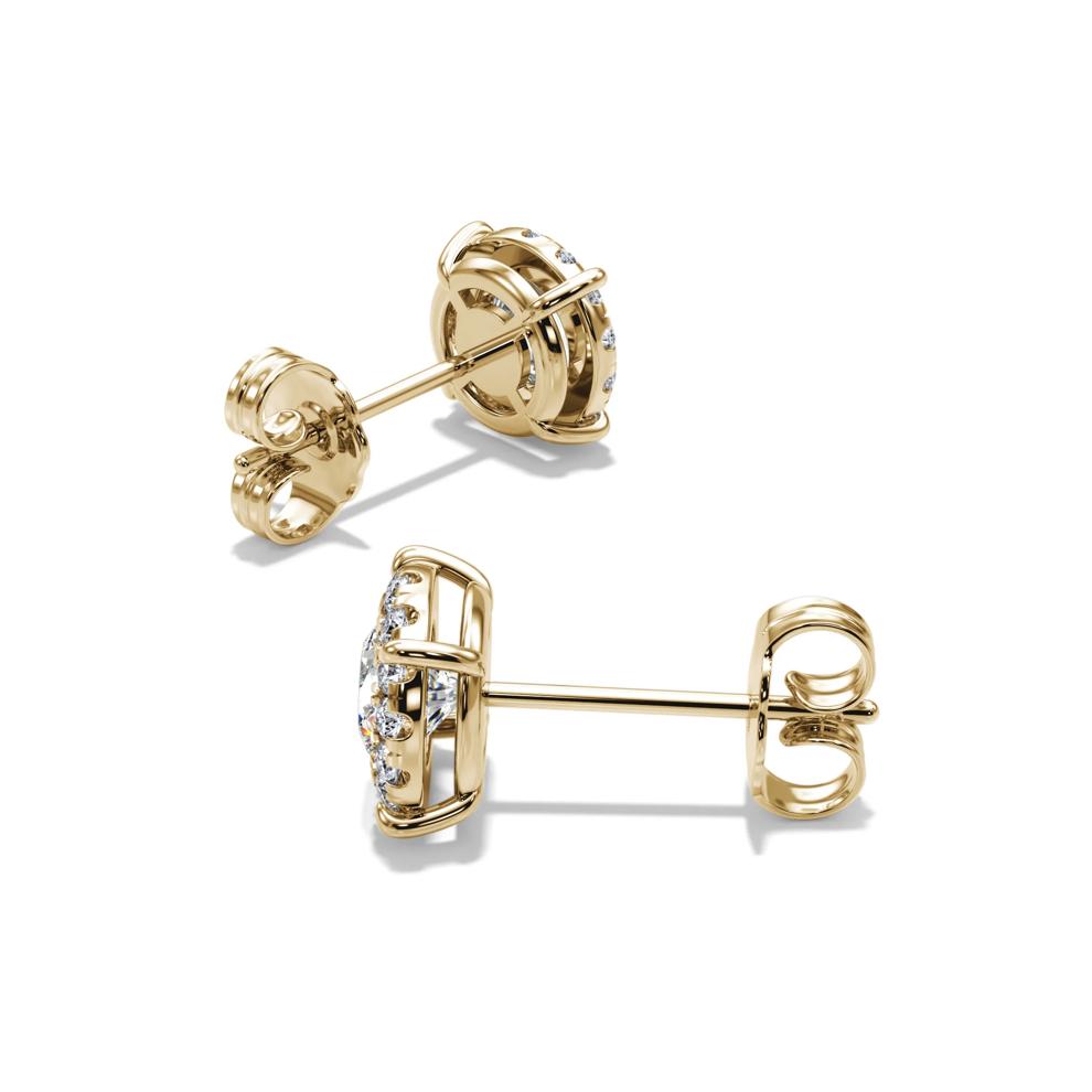 Lab Grown Diamond Round Halo Earrings in 14K Yellow Gold (1 ct. tw.) – Image 2 of 2
