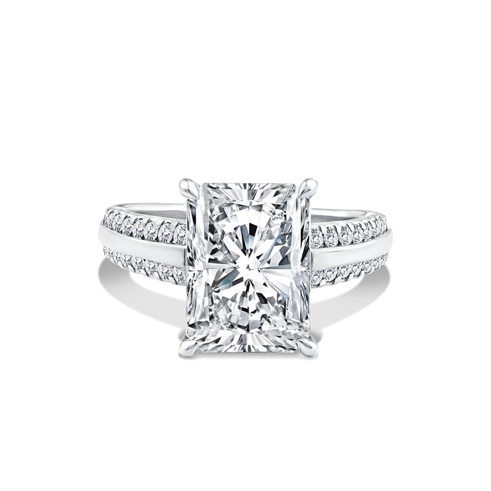 Lab Grown Diamond Radiant Center Engagement Ring in 14K White Gold (5 1/2 ct. tw.) – Image 1 of 4