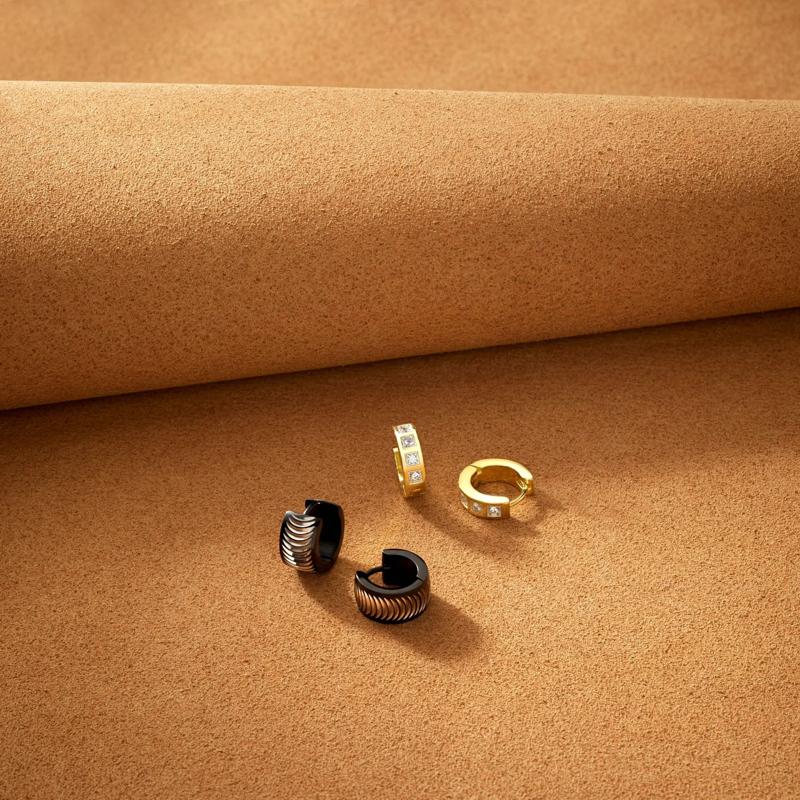 Men&#39;s Diamond Huggie Earrings in Vermeil, 4MM &#40;1/7 ct. tw.&#41; – Image 3 of 4