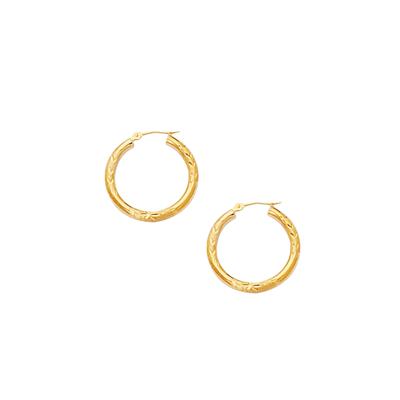 Diamond Cut Hoop Earrings in 10K Yellow Gold, 30MM