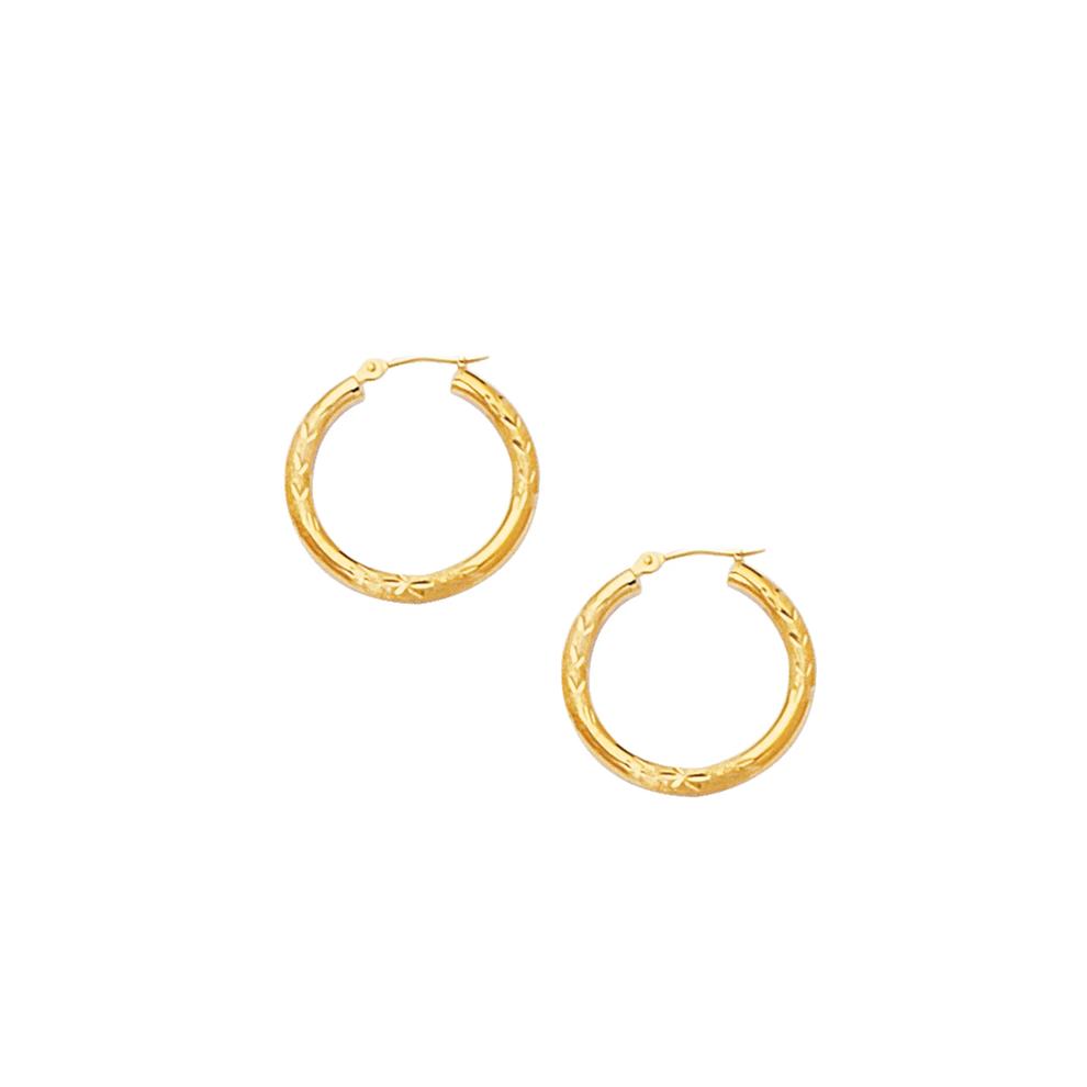 Diamond Cut Hoop Earrings in 10K Yellow Gold, 30MM – Image 1 of 1