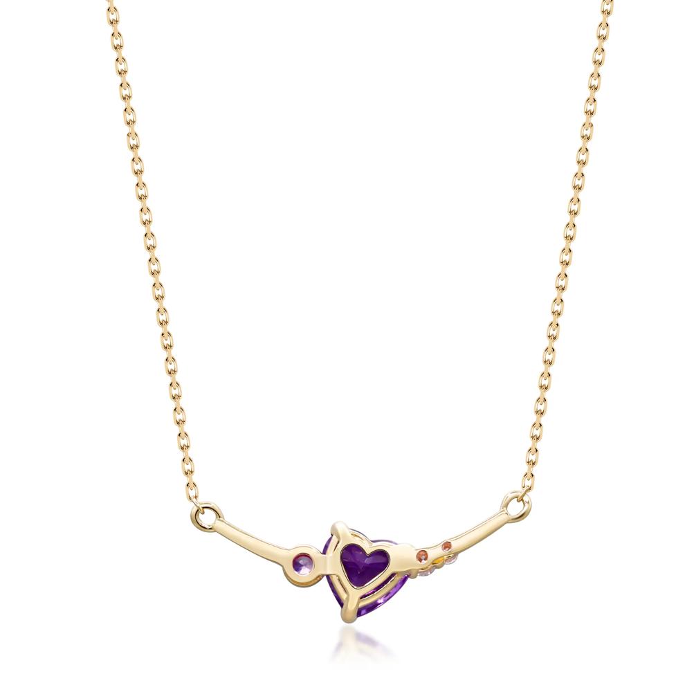 Heart-Shaped Amethyst, Purple Sapphire and Diamond Accent Necklace in 10K Yellow Gold – Image 3 of 4