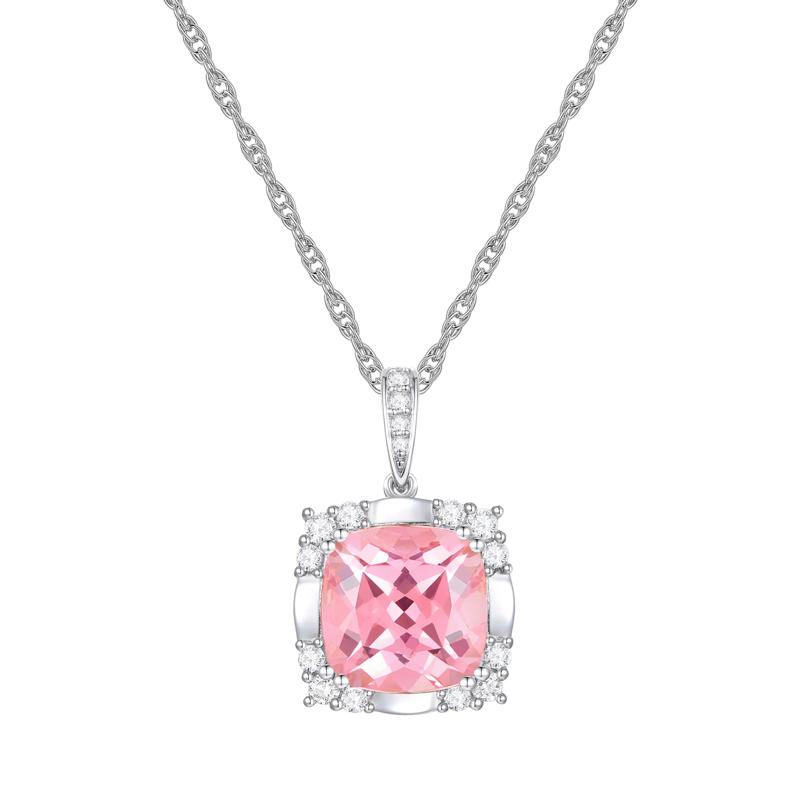 Lab-Created Pink &amp; Lab-Created White Sapphire Ring, Earring and Pendant Set in Sterling Silver – Image 5 of 8