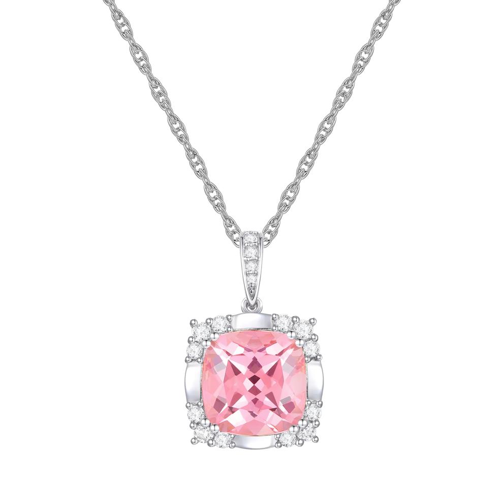 Lab-Created Pink &amp; Lab-Created White Sapphire Ring, Earring and Pendant Set in Sterling Silver – Image 5 of 8