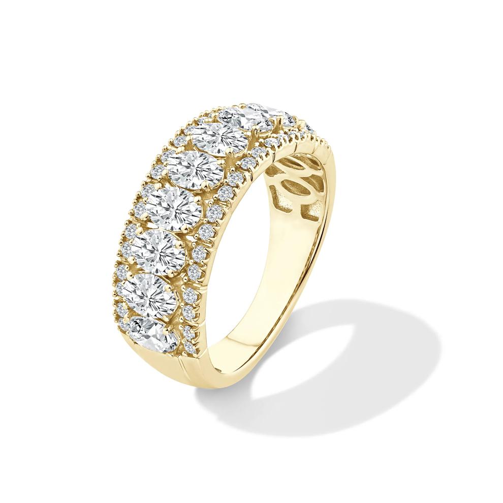 Lab Grown Diamond Oval Multi-Row Anniversary Band in 10K Yellow Gold (2 ct. tw.) – Image 4 of 4