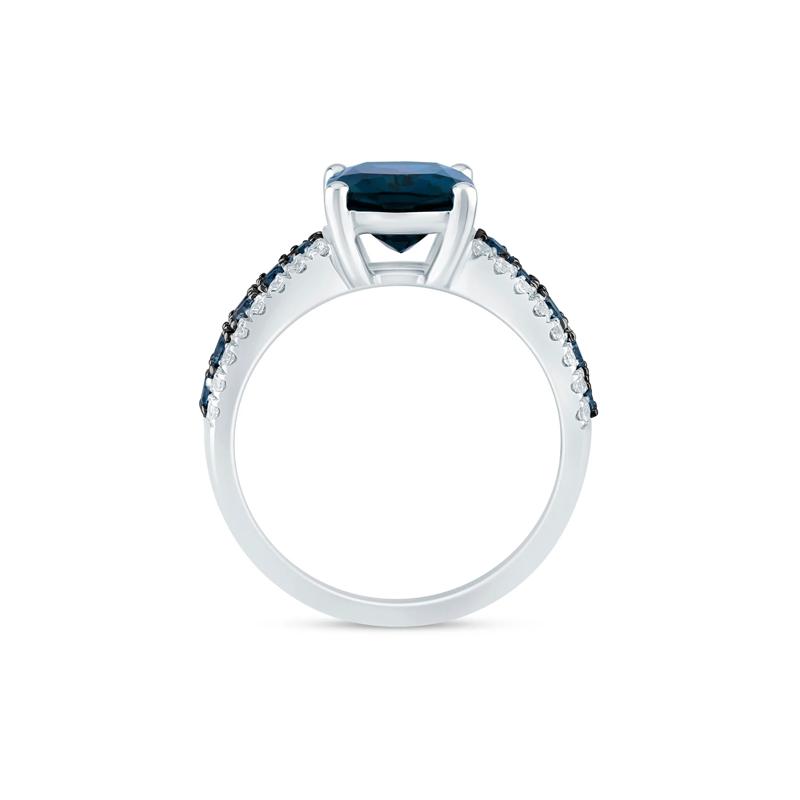 London Blue Topaz and Diamond Ring in 14K White Gold &#40;1/3 ct. tw.&#41; – Image 2 of 3