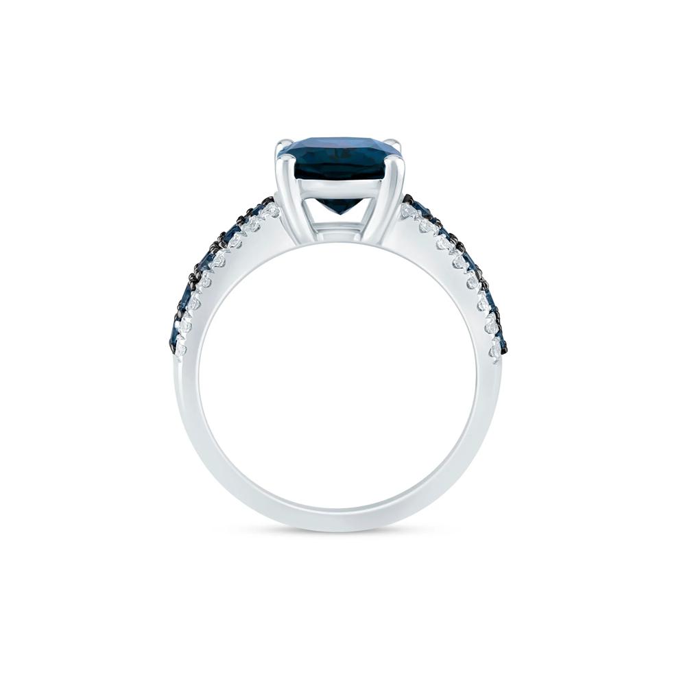 London Blue Topaz and Diamond Ring in 14K White Gold (1/3 ct. tw.) – Image 2 of 3
