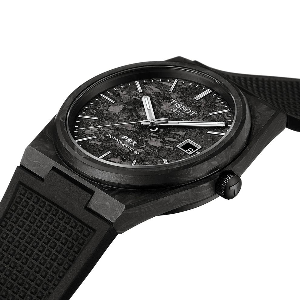 Men's PRX Powermatic 80 Carbon Watch in Black Silicone and Carbon and Black PVD Coated Stainless Steel, 41MM – Image 2 of 6