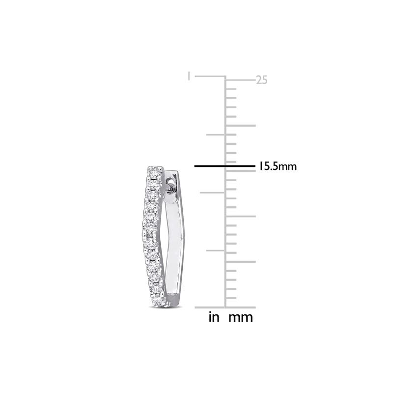 Lab-Created Moissanite Hexagon Hoop Earrings in Sterling Silver – Image 4 of 4