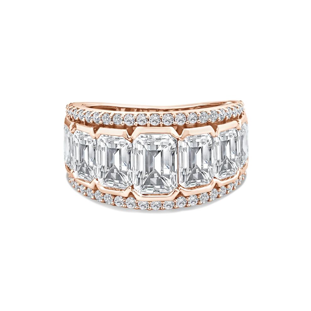Lab Grown Diamond Emerald-Cut Center Anniversary Band in 14K Rose Gold (7 ct. tw.) – Image 1 of 4