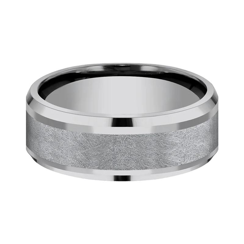 Men&#39;s Swirl Finish Band in Tantalum, 8MM – Image 1 of 3