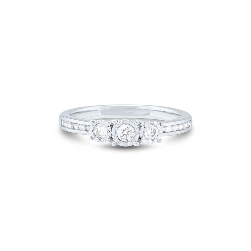 Three-Stone Lab Grown Diamond Promise Ring in 10K White Gold &#40;1/3 ct. tw.&#41; – Image 1 of 3