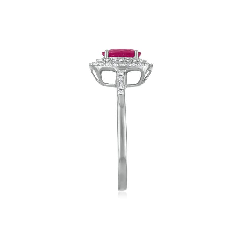 Oval Ruby Halo Ring in 10K White Gold &#40;1/3 ct. tw.&#41; – Image 3 of 3