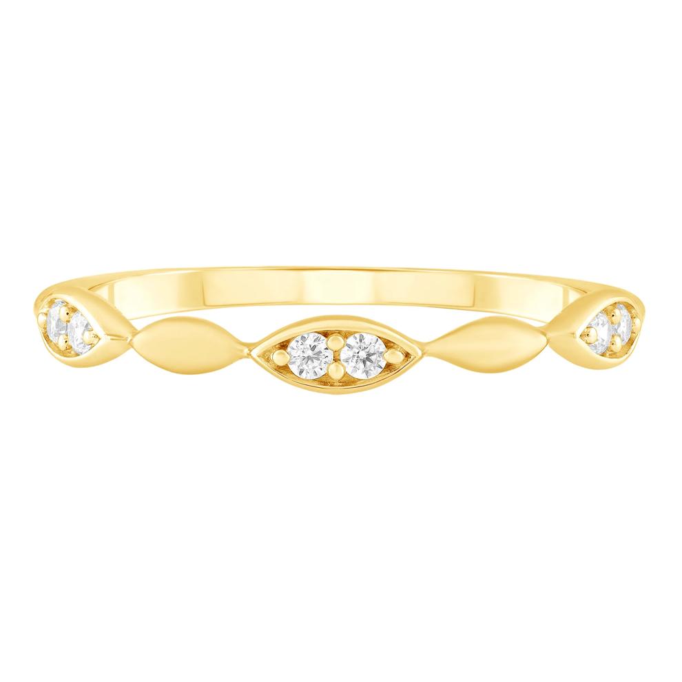 Faux Marquise Round Diamond Stack Band in 10K Yellow Gold (1/10 ct. tw.) – Image 1 of 3