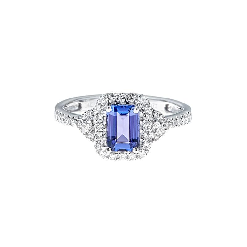 Tanzanite &amp; 3/8 ct. tw. Diamond Ring in 14K White Gold – Image 1 of 3