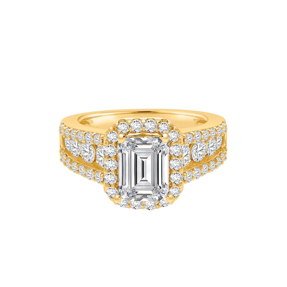 Lab Grown Diamond Halo Engagement Ring in 14K Yellow Gold (3 1/2 ct. tw.) – Image 1 of 4
