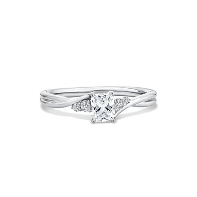 Lab Grown Diamond Radiant Center Twist-Shank Promise Ring in 10K White Gold (1/2 ct. tw.)