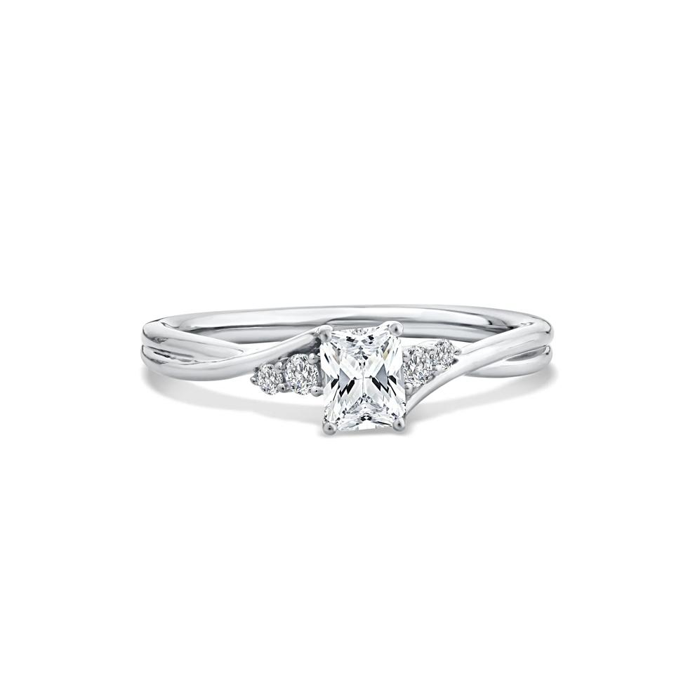 Lab Grown Diamond Radiant Center Twist-Shank Promise Ring in 10K White Gold (1/2 ct. tw.) – Image 1 of 4