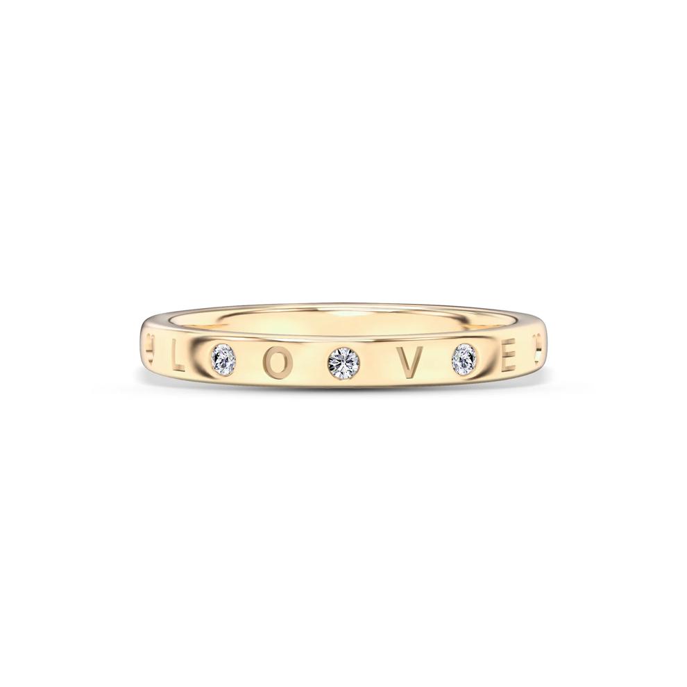 Diamond Accent "Love" Stack Band in 10K Yellow Gold – Image 1 of 4