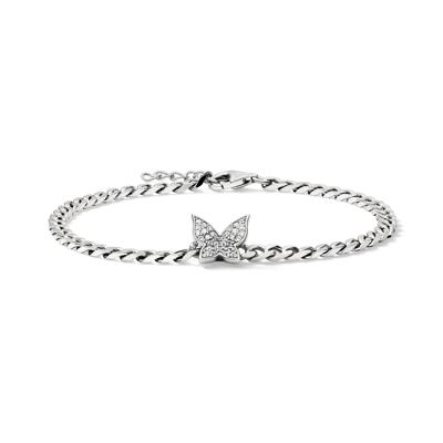 Lab Created White Sapphire Butterfly Bracelet in Sterling Silver
