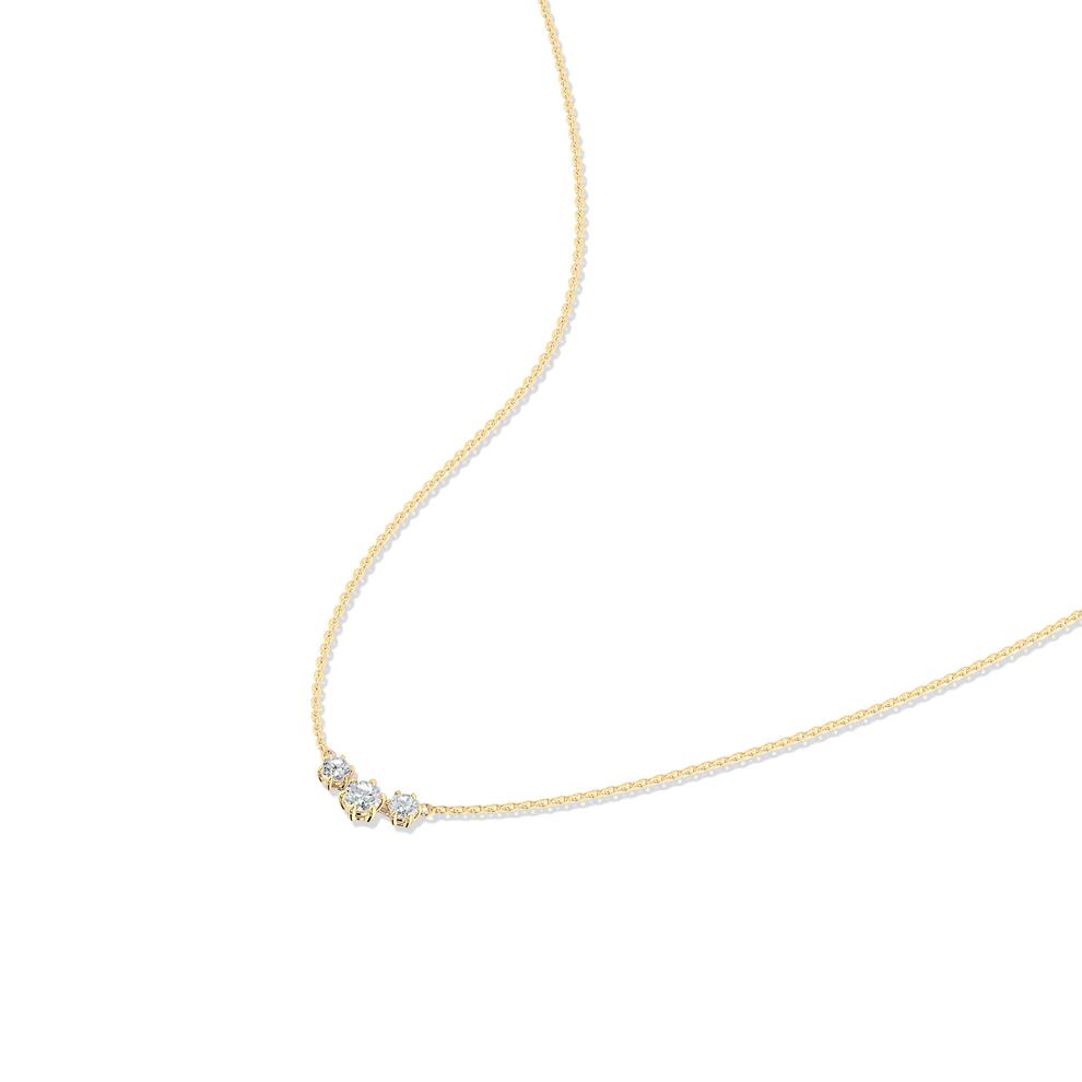Lab Grown Diamond Three-Stone Pendant Necklace in 14K Yellow Gold (1 ct. tw.) – Image 4 of 4