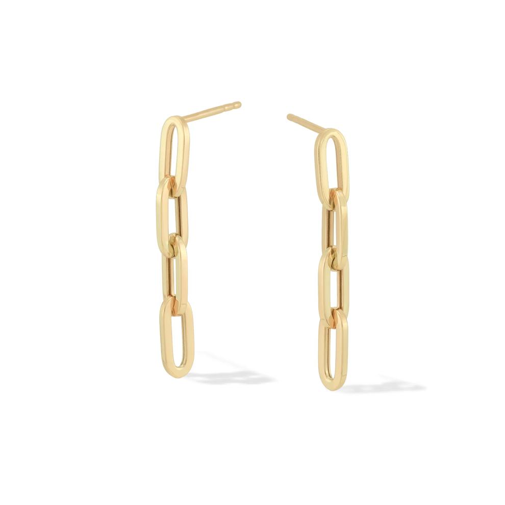 Polished Oval Paperclip Dangle Earrings in 10K Yellow Gold – Image 2 of 2