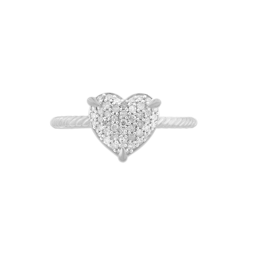 Diamond Heart Ring in Sterling Silver (1/5 ct. tw.) – Image 1 of 4
