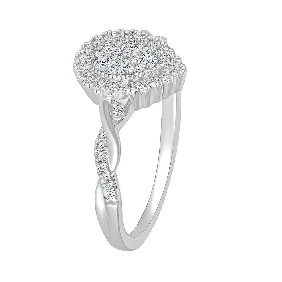 Pear-Shaped Promise Ring with Diamond Twist Band in Sterling Silver (1/4 ct. tw.) – Image 4 of 4