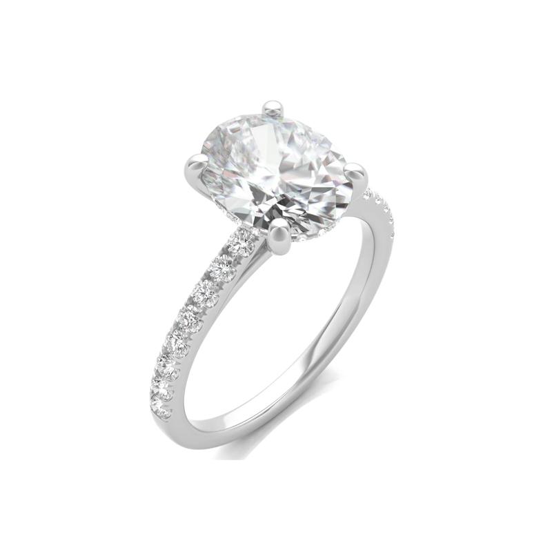 Lab Grown Diamond Oval Bridal Set in 14K White Gold &#40;3 1/2 ct. tw.&#41; – Image 5 of 6